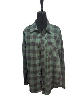 Victoria’s Secret PINK Green Plaid Oversized Flannel Sweater Shacket Small